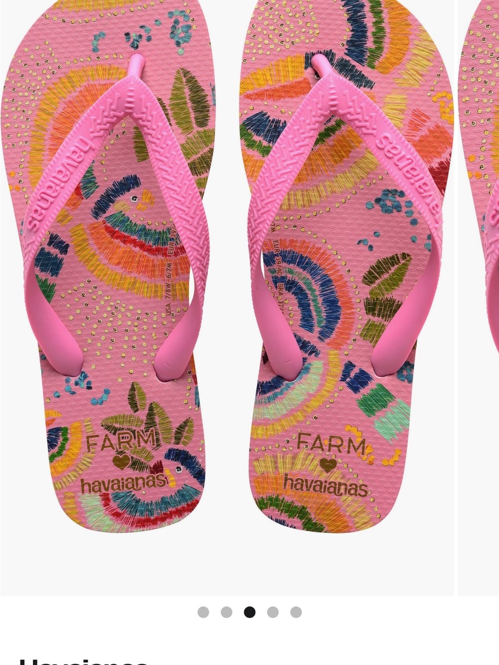 Havaianas Pink Tropical Print Flip Flops
